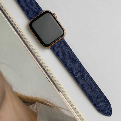 Кожаный ремешок Hermes New Leather для Apple Watch 38/40/41mm Midnight blue